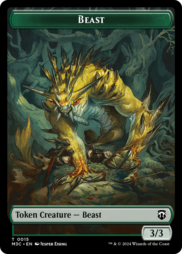 Beast (0015) (Ripple Foil) // Insect (0025) Double-Sided Token [Modern Horizons 3 Commander Tokens] | Clutch Gaming