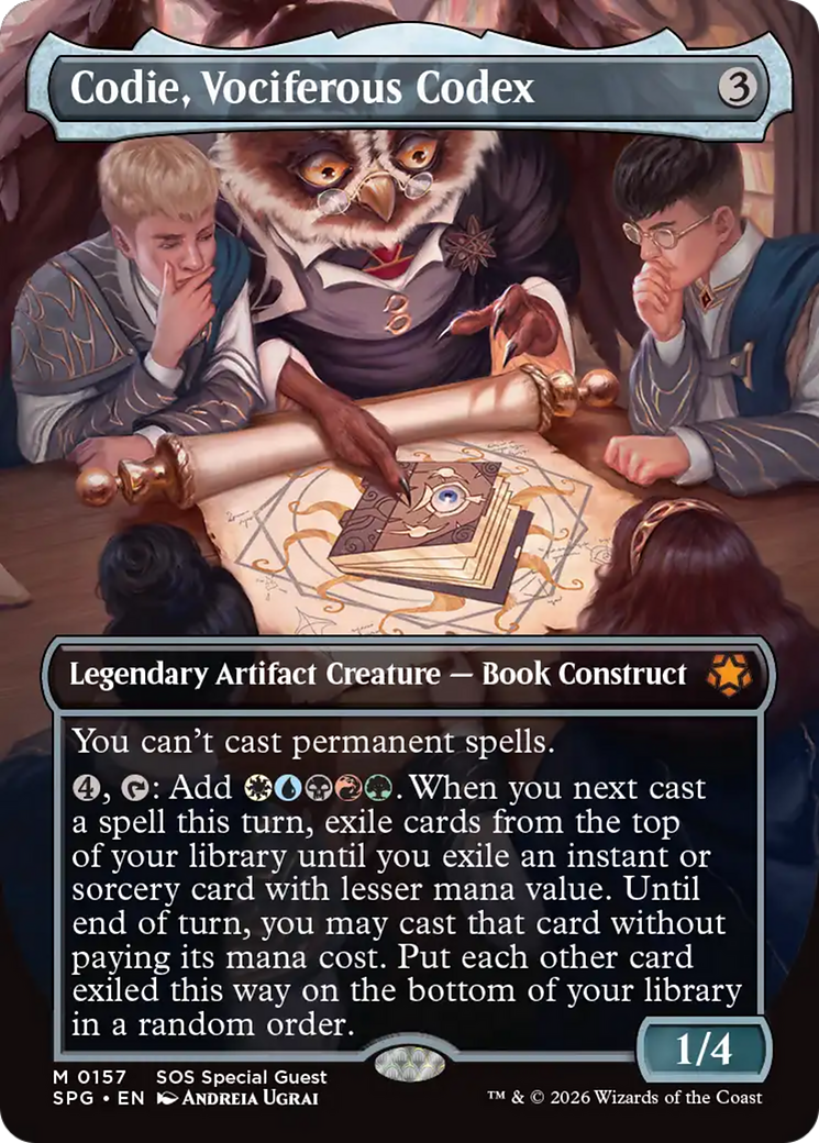 Codie, Vociferous Codex (Borderless) [Secrets of Strixhaven Special Guests] | Clutch Gaming