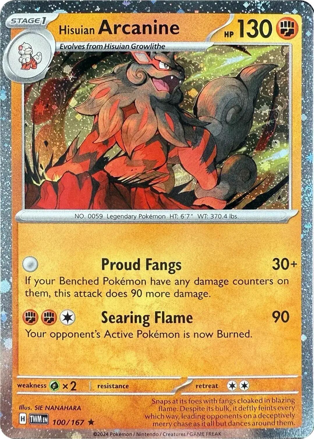 Hisuian Arcanine (100/167) (Cosmos Holo) [Scarlet & Violet: Twilight Masquerade] | Clutch Gaming