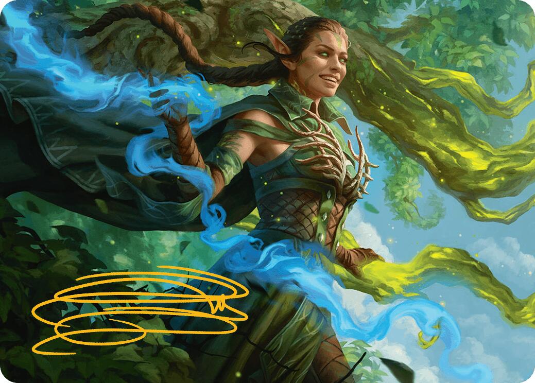 Nissa, Worldsoul Speaker Art Card (Gold-Stamped Signature) [Aetherdrift Art Series] | Clutch Gaming