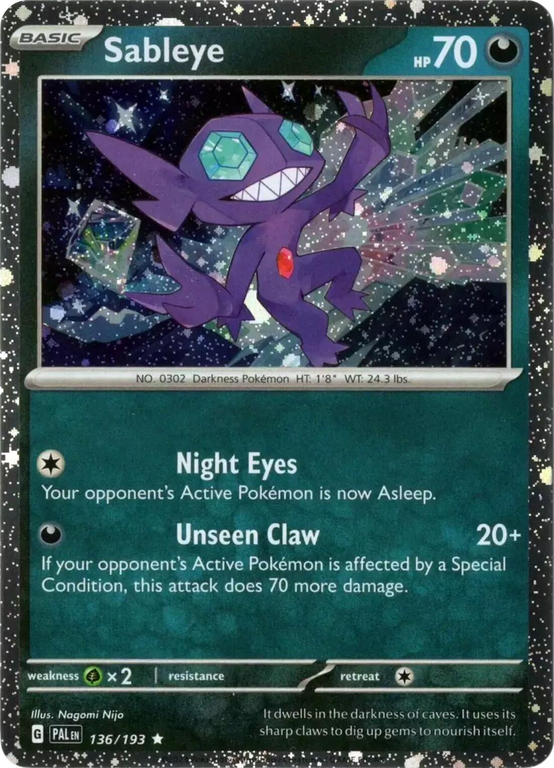 Sableye (136/193) (Cosmos Holo) [Scarlet & Violet: Paldea Evolved] | Clutch Gaming