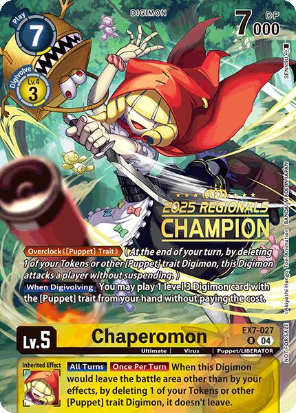 Chaperomon [EX7-027] (2025 Regionals Champion) [Digimon LIBERATOR Promos] | Clutch Gaming