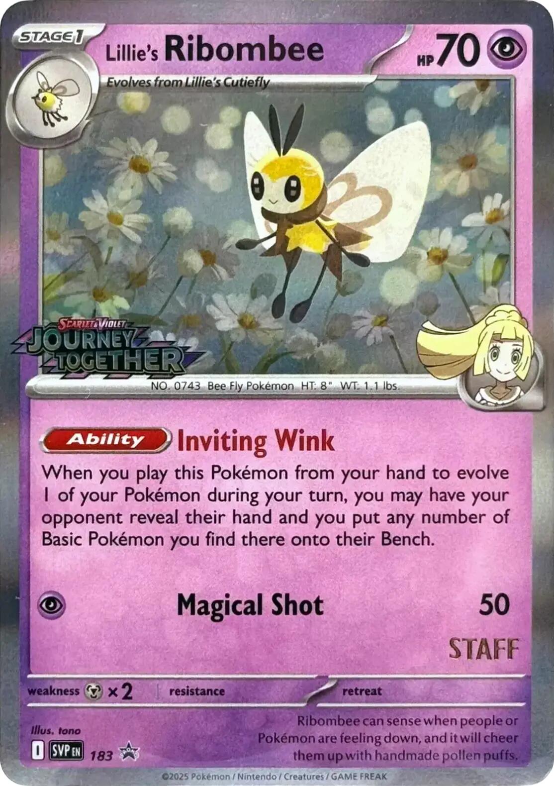 Lillie's Ribombee (183) (Prerelease Staff) [Scarlet & Violet: Black Star Promos] | Clutch Gaming
