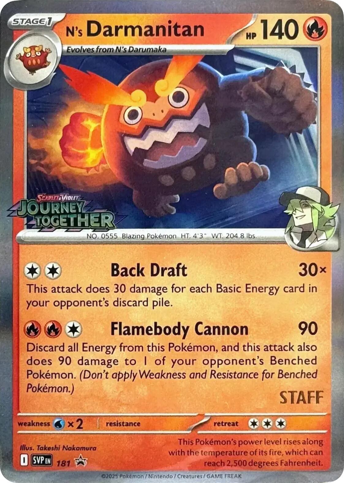 N's Darmanitan (181) (Prerelease Staff) [Scarlet & Violet: Black Star Promos] | Clutch Gaming