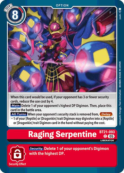 Raging Serpentine [BT21-093] [World Convergence] | Clutch Gaming