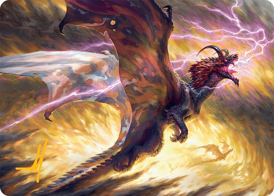 Stormscale Scion Art Card (17/54) (Gold-Stamped Signature) [Tarkir: Dragonstorm Art Series] | Clutch Gaming