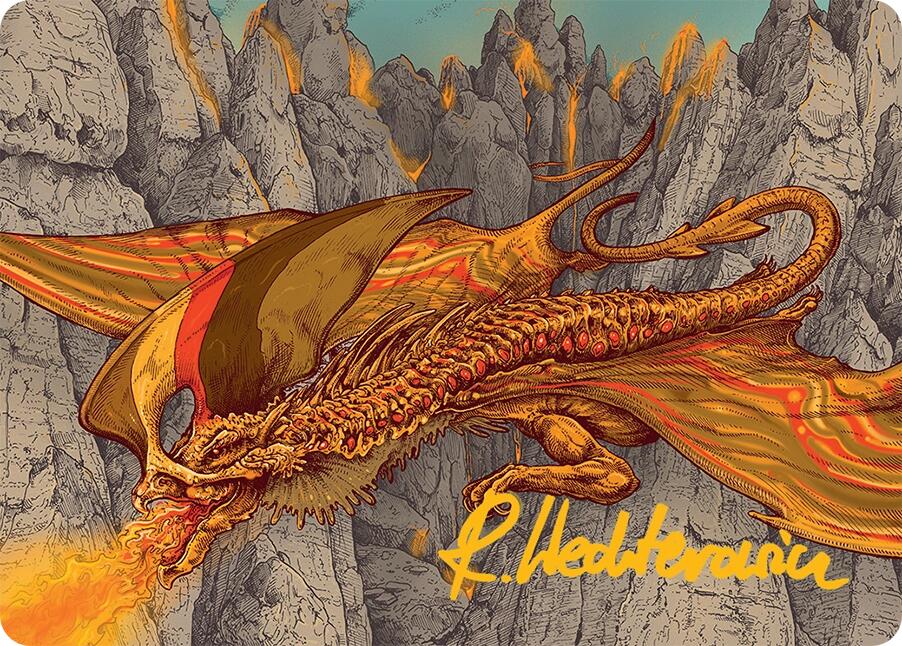 Magmatic Hellkite Art Card (34/54) (Gold-Stamped Signature) [Tarkir: Dragonstorm Art Series] | Clutch Gaming