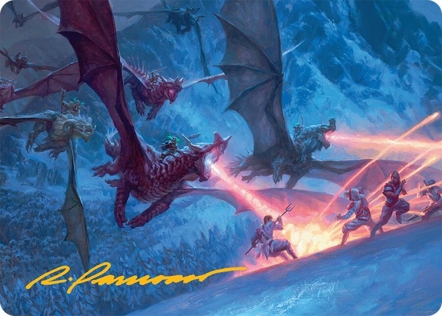 Dragonback Assault Art Card (22/54) (Gold-Stamped Signature) [Tarkir: Dragonstorm Art Series] | Clutch Gaming