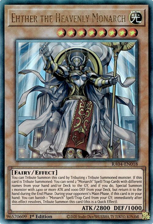 Ehther the Heavenly Monarch [RA04-EN018] Prismatic Ultimate Rare | Clutch Gaming