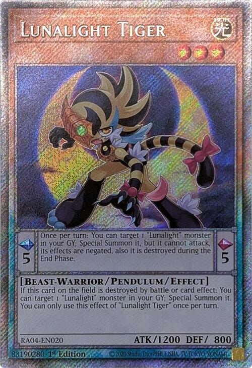 Lunalight Tiger [RA04-EN020] Platinum Secret Rare | Clutch Gaming