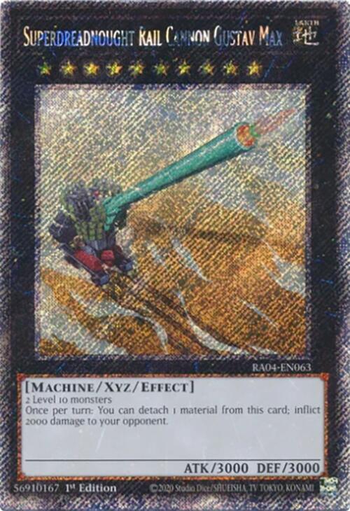 Superdreadnought Rail Cannon Gustav Max [RA04-EN063] Platinum Secret Rare | Clutch Gaming