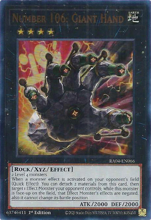 Number 106: Giant Hand [RA04-EN066] Ultra Rare | Clutch Gaming