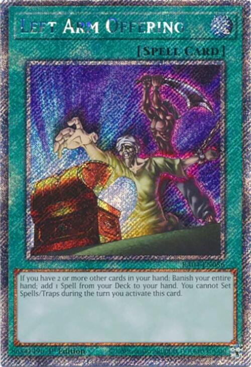 Left Arm Offering [RA04-EN086] Platinum Secret Rare | Clutch Gaming