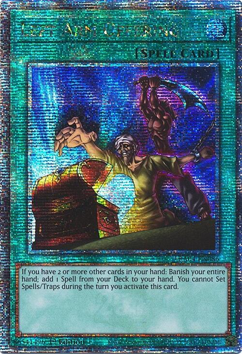 Left Arm Offering [RA04-EN086] Quarter Century Secret Rare | Clutch Gaming
