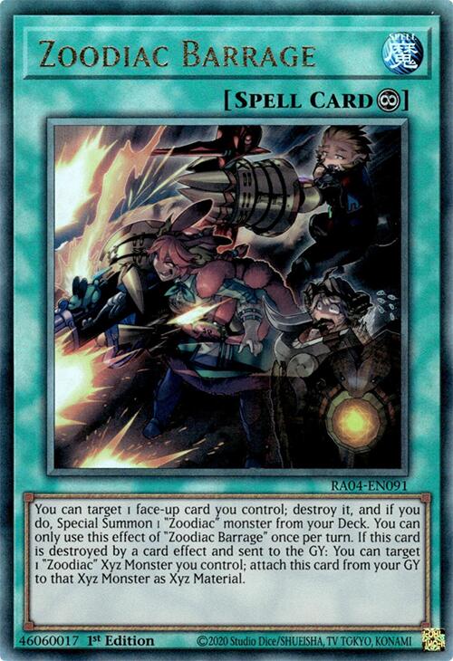 Zoodiac Barrage [RA04-EN091] Prismatic Ultimate Rare | Clutch Gaming