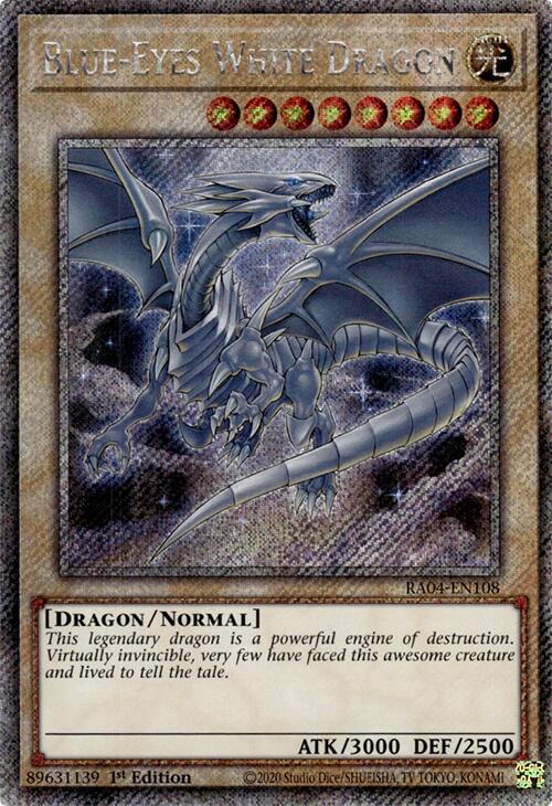 Blue-Eyes White Dragon (8th Art) [RA04-EN108] Platinum Secret Rare | Clutch Gaming