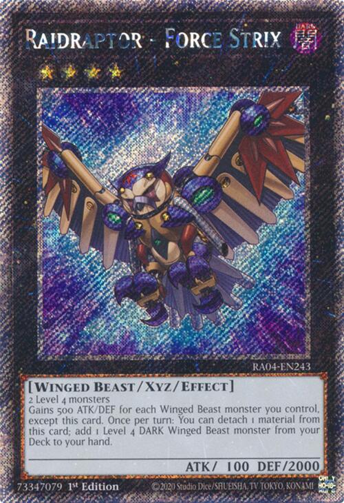 Raidraptor - Force Strix [RA04-EN243] Platinum Secret Rare | Clutch Gaming