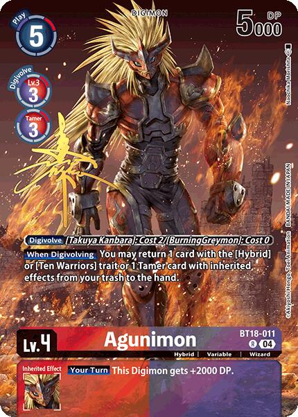 Agunimon [BT18-011] (Rare Pull) [World Convergence] | Clutch Gaming