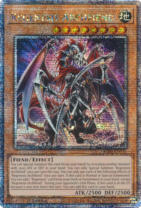 Regenesis Archfiend [ALIN-EN016] Quarter Century Secret Rare | Clutch Gaming
