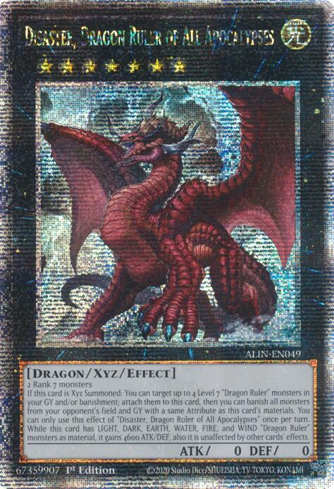 Disaster, Dragon Ruler of All Apocalypses [ALIN-EN049] Quarter Century Secret Rare | Clutch Gaming