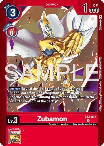 Zubamon [BT3-008] (Limited Card Pack -Billion Bullet-) [Limited Card Pack -Billion Bullet-] | Clutch Gaming