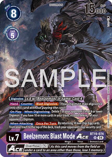 Beelzemon: Blast Mode ACE [BT19-074] (Limited Card Pack -Billion Bullet-) [Limited Card Pack -Billion Bullet-] | Clutch Gaming