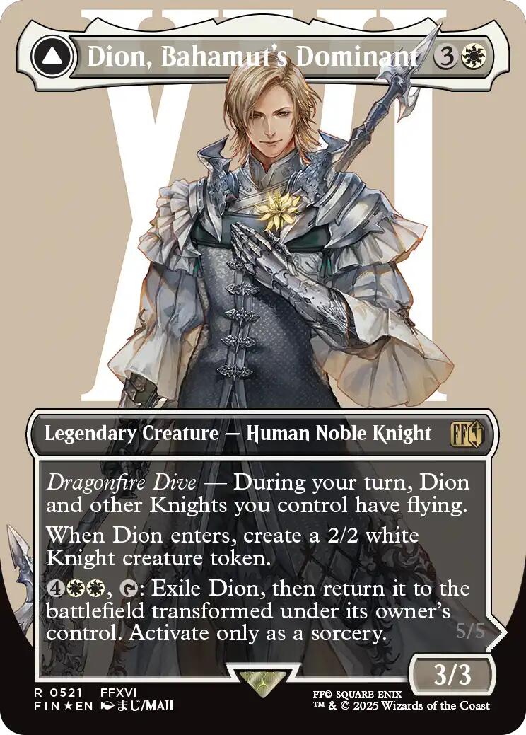 Dion, Bahamut's Dominant // Bahamut, Warden of Light (Borderless) (Surge Foil) [FINAL FANTASY] | Clutch Gaming