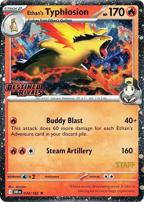 Ethan's Typhlosion (034/182) (Prerelease Staff) [Scarlet & Violet: Destined Rivals] | Clutch Gaming