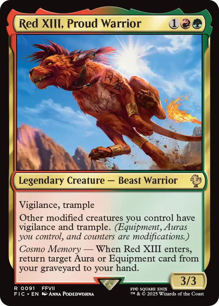 Red XIII, Proud Warrior (Surge Foil) [FINAL FANTASY Commander] | Clutch Gaming