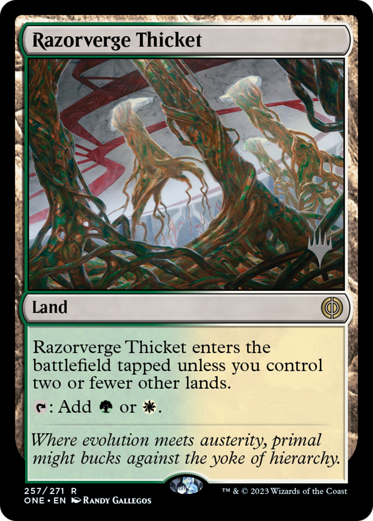 Razorverge Thicket (Promo Pack) [Phyrexia: All Will Be One Promos] | Clutch Gaming