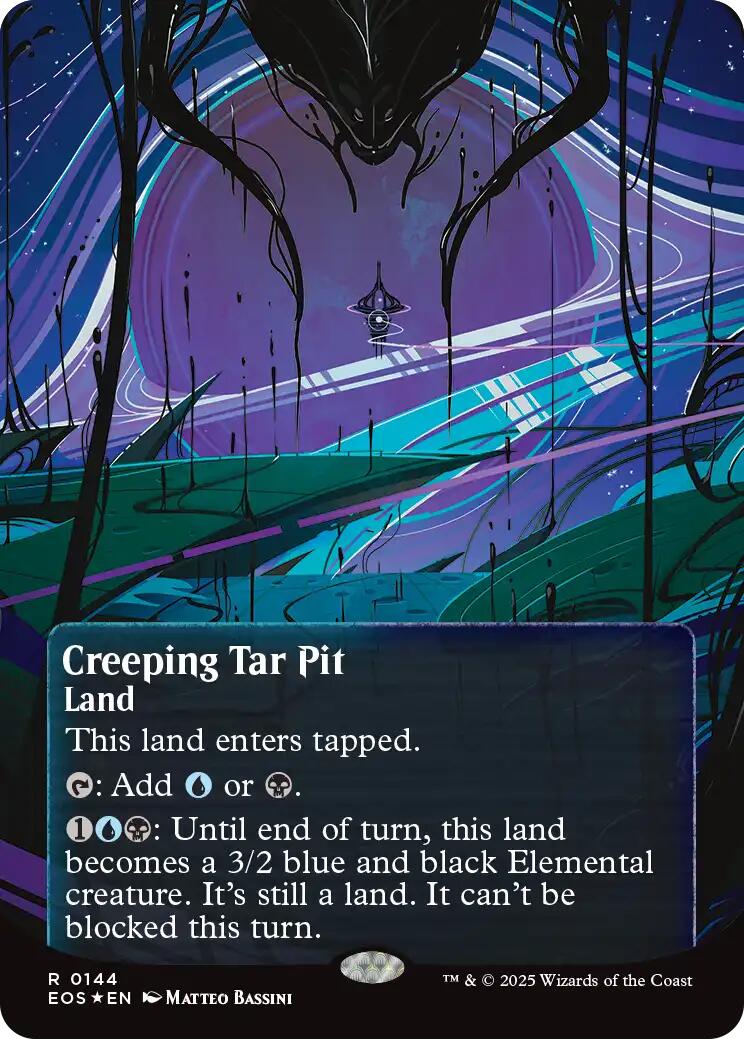 Creeping Tar Pit (0144) (Borderless) (Galaxy Foil) [Edge of Eternities: Stellar Sights] | Clutch Gaming
