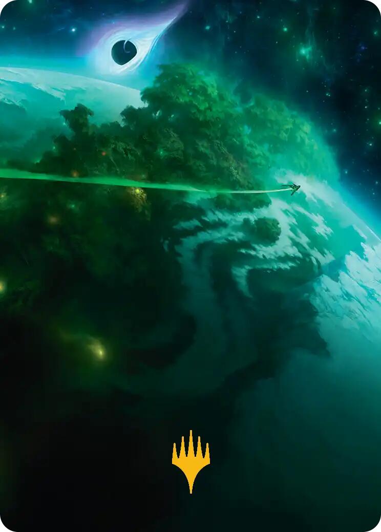 Evendo, Waking Haven Art Card (Gold-Stamped Planeswalker Symbol) [Edge of Eternities Art Series] | Clutch Gaming