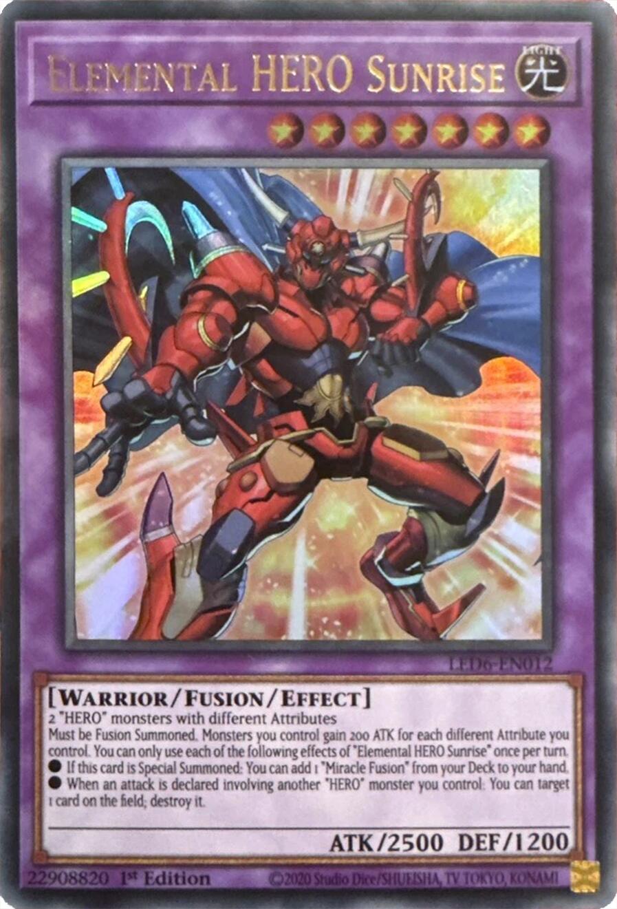 Elemental HERO Sunrise (2020 Date Reprint) [LED6-EN012] Ultra Rare | Clutch Gaming