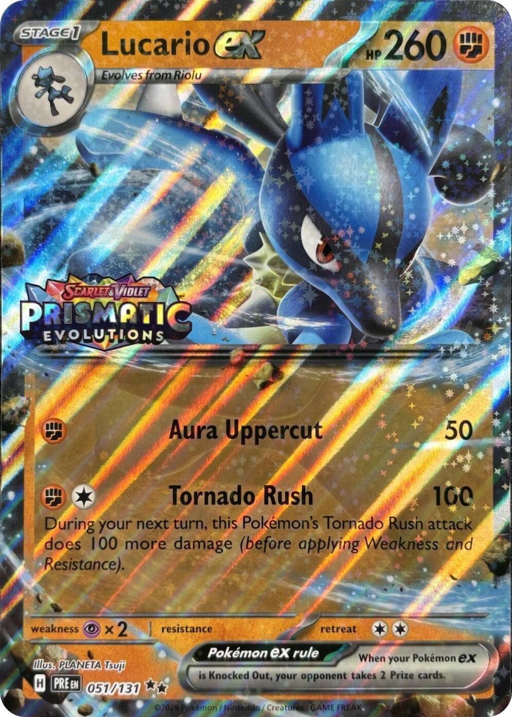 Lucario ex (051/131) (Prismatic Evolutions Stamp) [Miscellaneous Cards] | Clutch Gaming