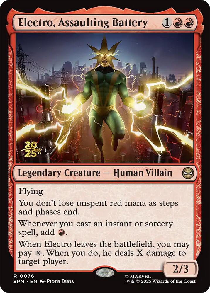 Electro, Assaulting Battery [Marvel's Spider-Man Prerelease Promos] | Clutch Gaming