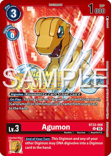 Agumon [BT22-008] (Judge Pack 2025 Wave 2) [Cyber Eden] | Clutch Gaming