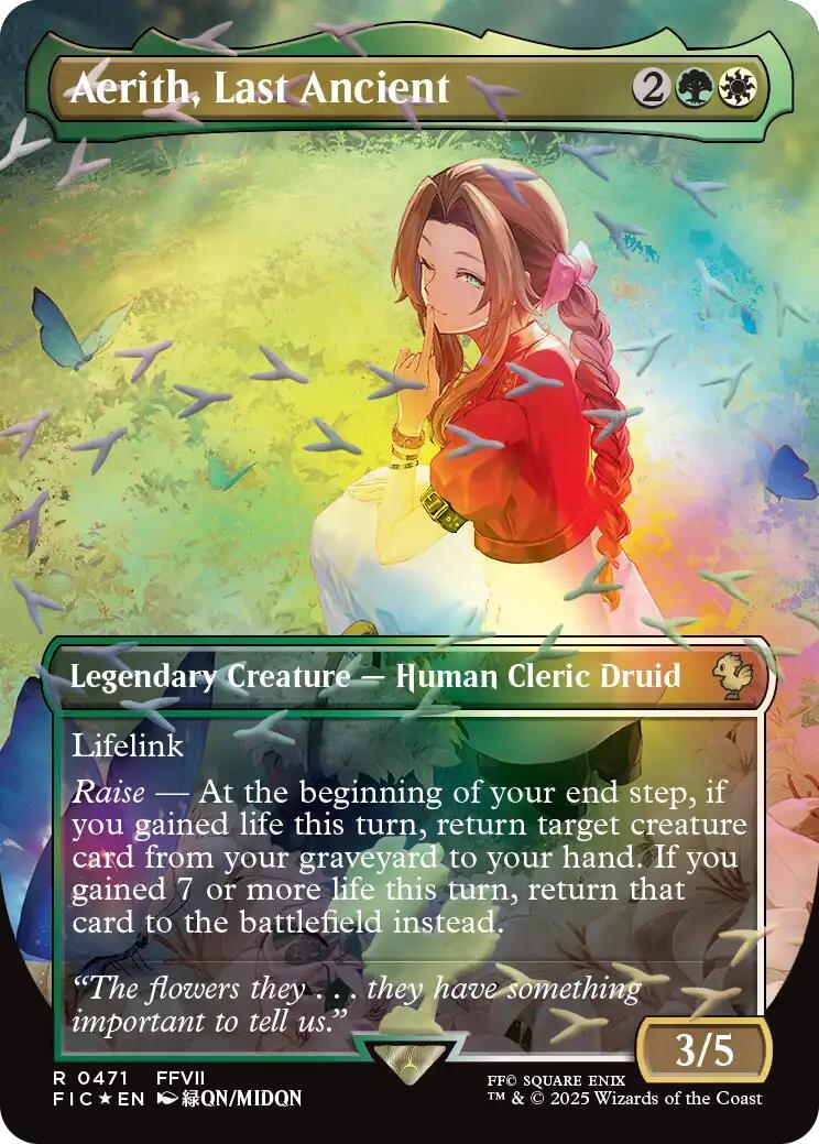 Aerith, Last Ancient (Borderless) (Chocobo Track Foil) [FINAL FANTASY Commander] | Clutch Gaming