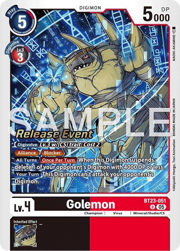 Golemon [BT23-051] [Hackers' Slumber Release Event Cards] | Clutch Gaming