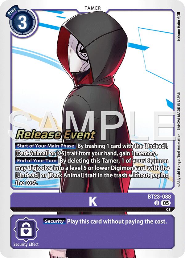K [BT23-088] [Hackers' Slumber Release Event Cards] | Clutch Gaming