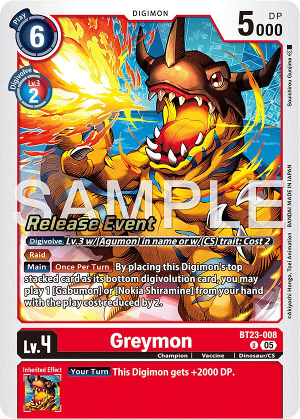 Greymon [BT23-008] [Hackers' Slumber Release Event Cards] | Clutch Gaming