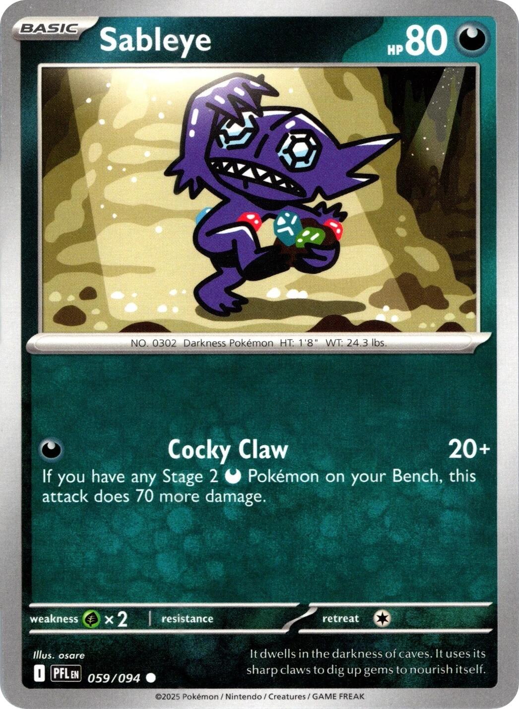 Sableye (059/094) (Reverse Holo) [Mega Evolution: Phantasmal Flames] | Clutch Gaming