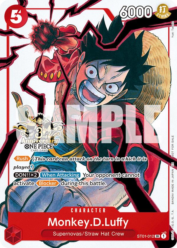 Monkey.D.Luffy (ST01-012) (3rd Anniversary Tournament 3 Brothers Pack) [Carrying On His Will: 3rd Anniversary Tournament Cards] | Clutch Gaming