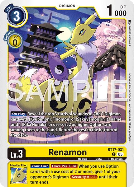 Renamon [BT17-031] (Alternate Art) [Starter Deck: Amethyst Mandala Advanced Deck Set] | Clutch Gaming