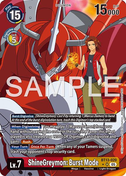 ShineGreymon: Burst Mode [BT13-020] (Alternate Art) [Advanced Booster Digimon Generation] | Clutch Gaming