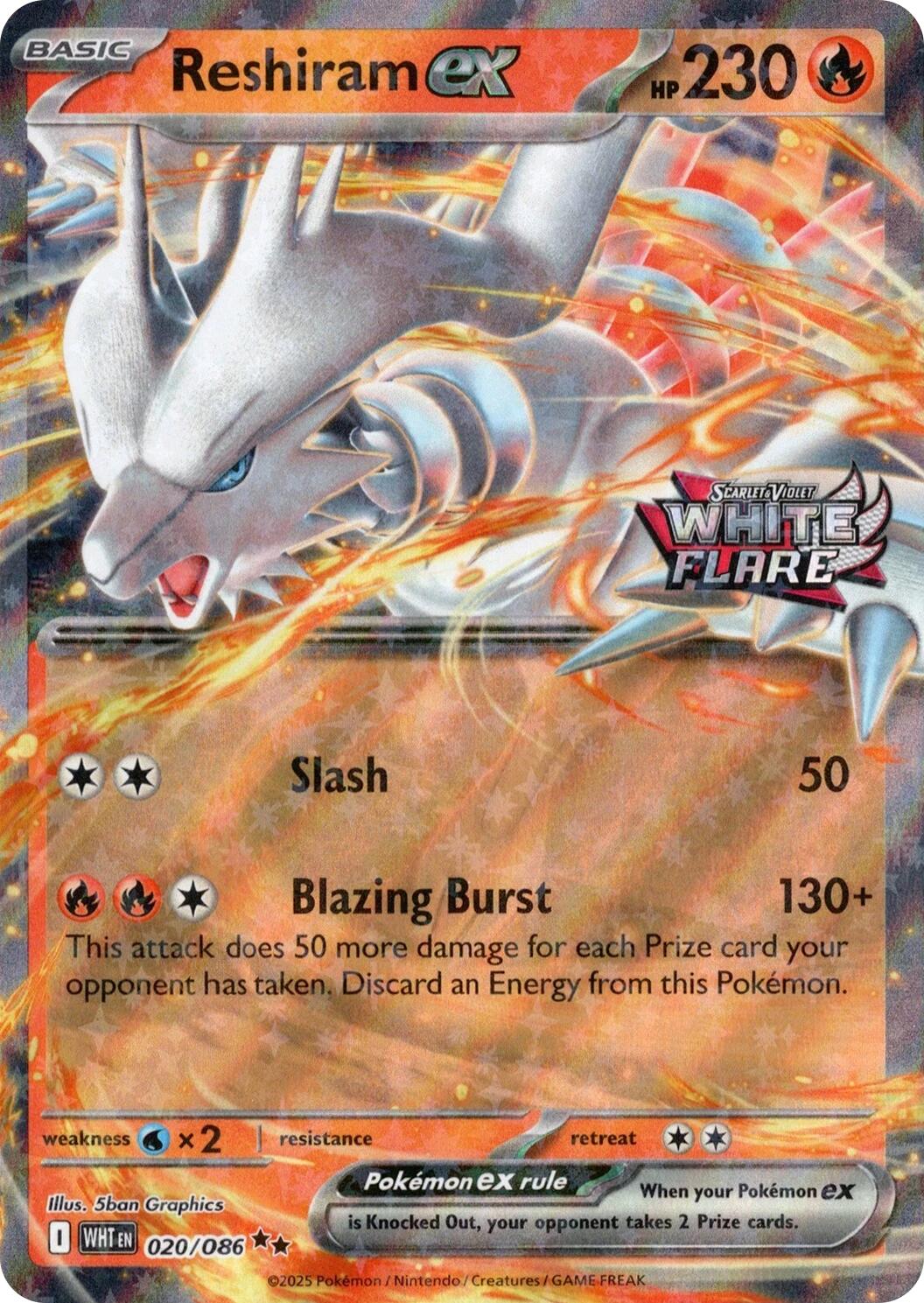 Reshiram ex (020/086) (White Flare Stamped) [Miscellaneous Cards] | Clutch Gaming