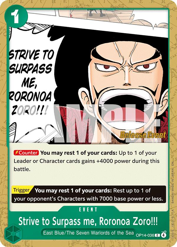 Strive to Surpass me, Roronoa Zoro!!! [The Azure Sea's Seven Release Event Cards] | Clutch Gaming