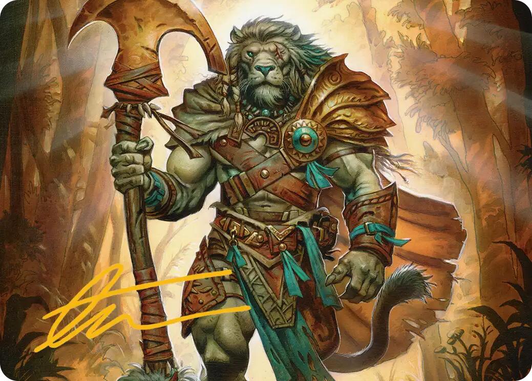 Ajani, Outland Chaperone Art Card (Gold-Stamped Signature) [Lorwyn Eclipsed Art Series] | Clutch Gaming