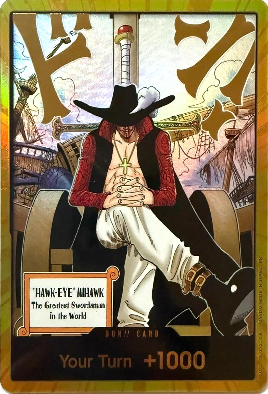 DON!! Card (Dracule Mihawk) (Gold) [The Azure Sea's Seven] | Clutch Gaming