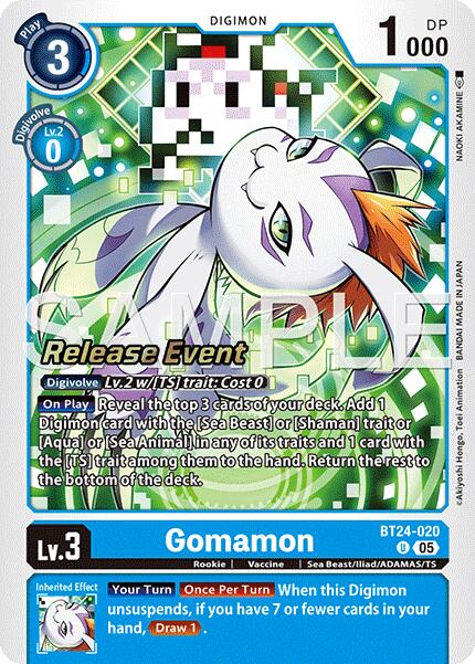 Gomamon [BT24-020] [Time Stranger Release Events Cards] | Clutch Gaming