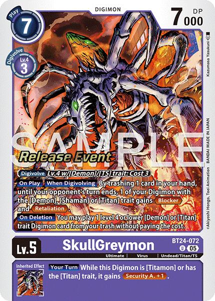 SkullGreymon [BT24-072] [Time Stranger Release Events Cards] | Clutch Gaming